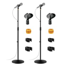 5 Core Mic Stand Floor Pair Universal Boom Microphone Stands with Weighted Round Base Height Adjustable with Cable Management Clip - MS RBL 2PCS