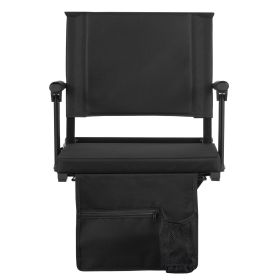 Stadium Seat, Portable Bleacher Seat with Armrest, Back Support and Thick Cushion, Bench Chair for Bleacher Includes Shoulder Strap, Hooks, Cup H
