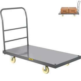Flatbed Utility Cart, Supports up to 2000 lbs, Dimensions 47"L x 24"W x 32"H, Equipped with 5" Nylon Wheels, Sturdy Steel Construction