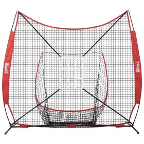 7x7 ft Baseball Softball Practice Net, Portable Baseball Training Net for Hitting Catching Pitching, Backstop Equipment with Bow Frame, Carry Bag