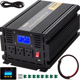 Power Inverter, 2000W Modified Sine Wave Inverter, DC 12V to AC 120V Car Converter, with LCD Display, Remote Controller, LED Indicator