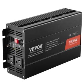 Modified Sine Wave Inverter, 1500W, DC 12V to AC 120V Power Inverter with 2 AC Outlets 2 USB Port 1 Type-C Port 6 Spare Fuses