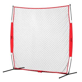 Barricade Backstop Net, 7x7 ft Ball Sports Barrier Netting, Portable Practice Equipment with Carry Bag