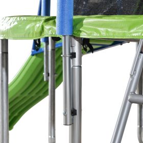 12FT Trampoline with Slide and Swings, ASTM Approved Large Recreational Trampoline with Basketball Hoop and Ladder