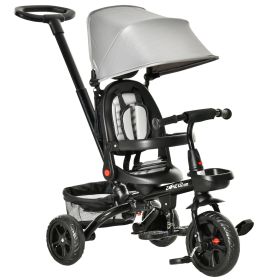 Tricycle for Toddler 4 in 1 Kids Trike with Reversible Adjustable Seat, Baby Push Bike with Removable Handle, Canopy