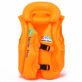 Swim Vest For Kids ; 4-12 Years Old Inflatable Swimming Floaties With Adjustable Safety Buckle & Dual Airbags For Boys Girls; Water Vest For Pool (Color: Orange, size: M (20KG-35KG))