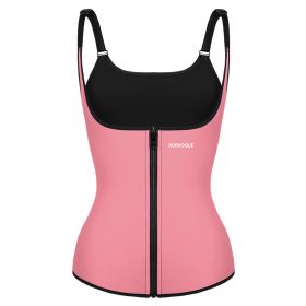 Burvogue Waist Trainer Corset Underbust Shapewear Latex Body Shaper Tummy Slimming Underwear Women Weight Loss Sauna Sweat Vest (Color: Pink, size: S)