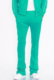 Mens Side Pipe Stacked Flare Pants (Color: TEAL, size: S)