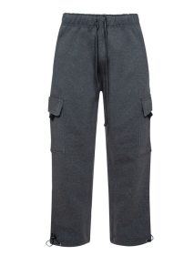 Heavyweight Fleece Cargo Pants (Color: Charcoal, size: L)