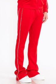 Mens Side Pipe Stacked Flare Pants (Color: Red, size: 2XL)