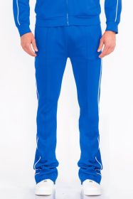 Mens Side Pipe Stacked Flare Pants (Color: ROYAL, size: S)