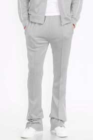 Mens Side Pipe Stacked Flare Pants (Color: Grey, size: S)