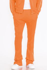 Mens Side Pipe Stacked Flare Pants (Color: Orange, size: 2XL)