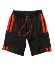 Two Stripe Cargo Pouch Shorts (Color: NAVY WHITE, size: 3XL)