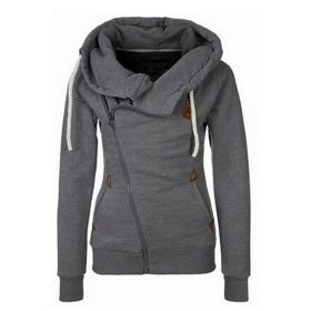 Women's Sport Cardigan Side Zipper Hoodie (Option: Dark Gray-S)