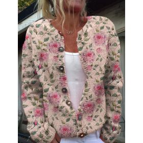 3D Digital Printing Cardigan Knitted Coat (Option: HWJ165956-3XL)
