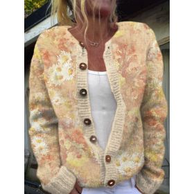 3D Digital Printing Cardigan Knitted Coat (Option: HWJ165908-2XL)