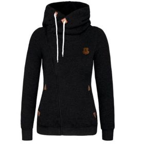 Women's Sport Cardigan Side Zipper Hoodie (Option: Black-M)