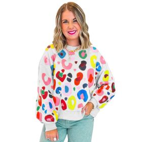 Winter Leopard Print Printed Crew Neck Sweatshirt (Option: P1color-XL)